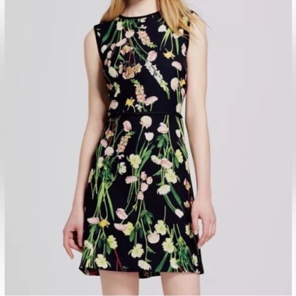 VB x Target XS Black Floral Back Zip Shift Sleeveless Dress